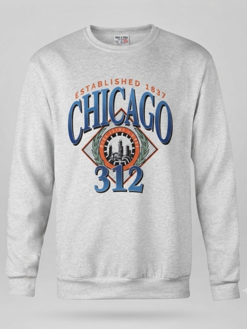 Where I’m From Chicago 312 Graphic Crewneck Sweatshirt Gray Medium NWT